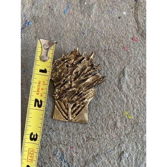 1978 REISINGER Judaica Gold Tone Modernist BURNING BUSH Brooch Pin Retsinger - Picture 10 of 11